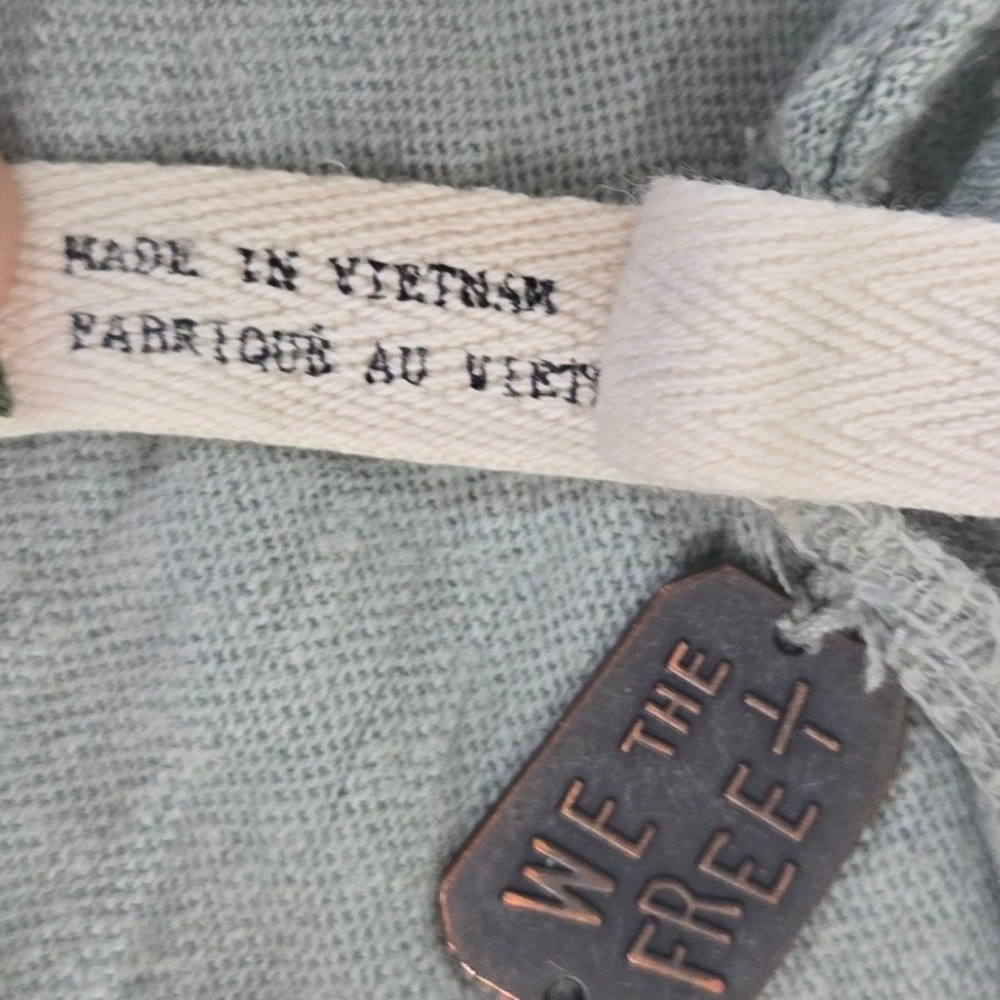 Free People We The Free Ombre Linen Cotton Slouchy Top Womens Medium Sage Cream - Picture 6 of 11